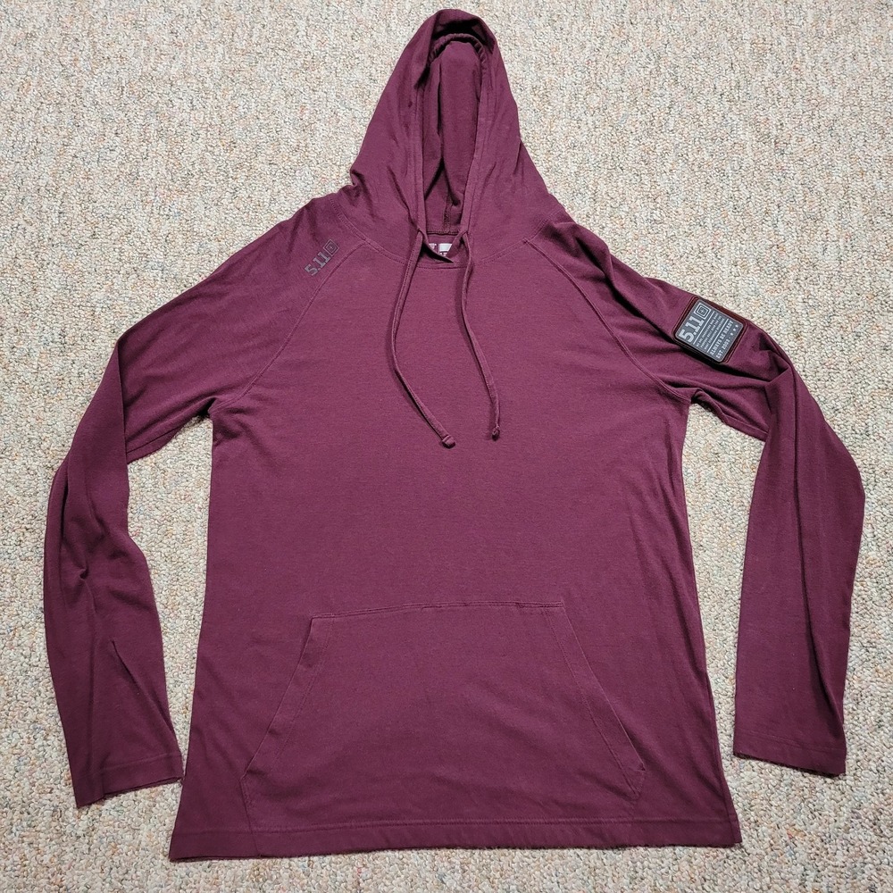 5.11 Tactical Hoodie Mens Large Maroon Lightweight Pullover Logo Patch